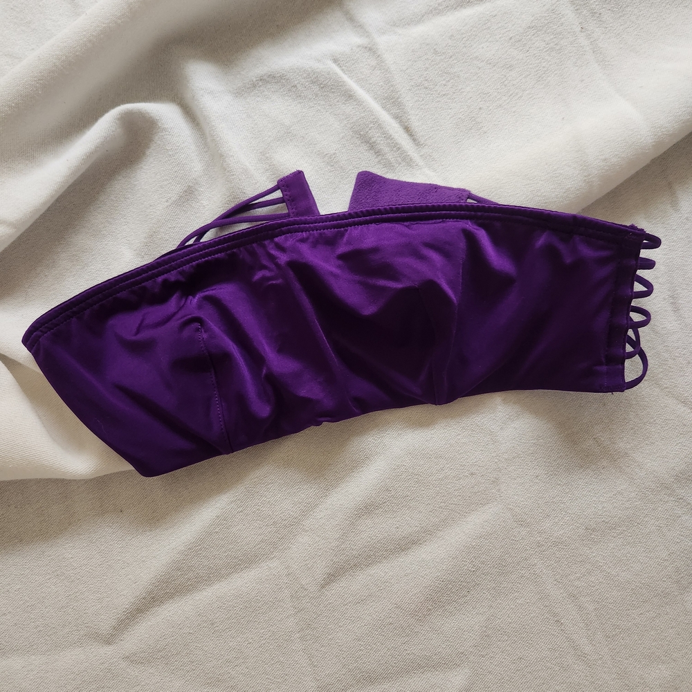 Victoria’s Secret Purple Bandeau Swim Top 32B | Strappy Back Bikini NWT